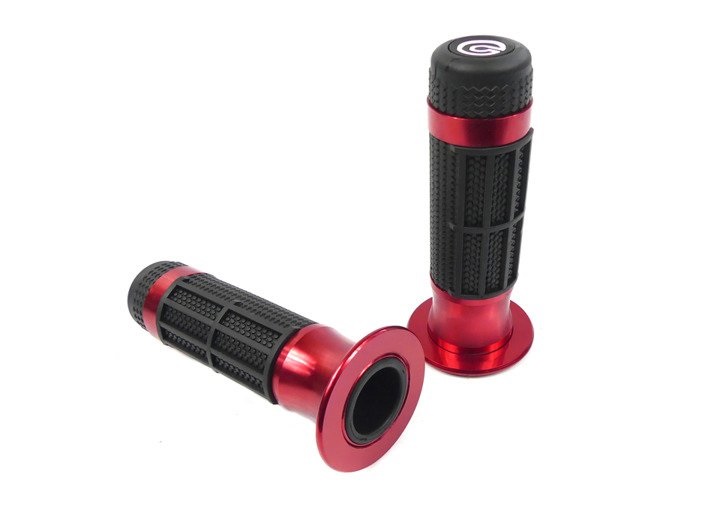 Aluminiowo gumowe manetki kierownicy czerwone 2