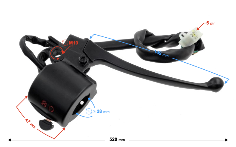 Przełączniki zespolone prawe do motoroweru Barton Ranger Classic E4