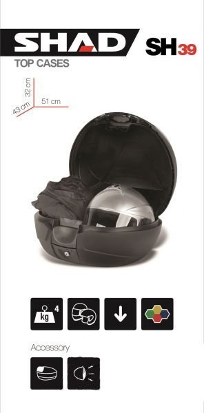 Kufer Motocyklowy Centralny SHAD SH39 Czarny