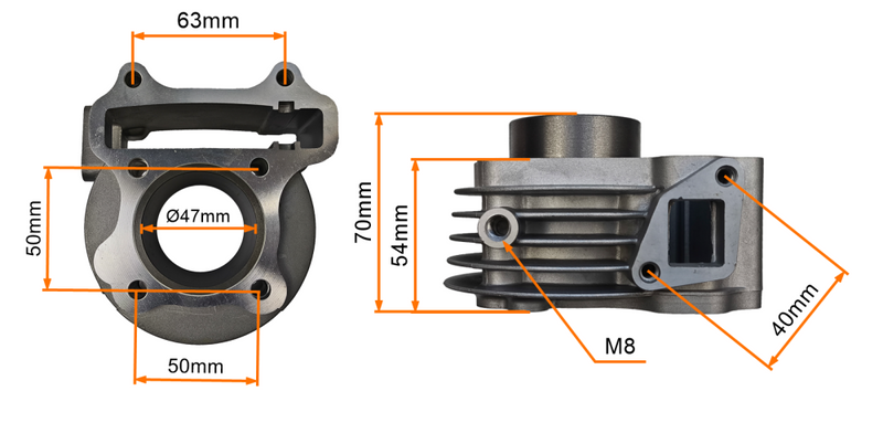 Cylinder + głowica uzbrojona 4T 80cc bez odpowietrzenia duży zestaw
