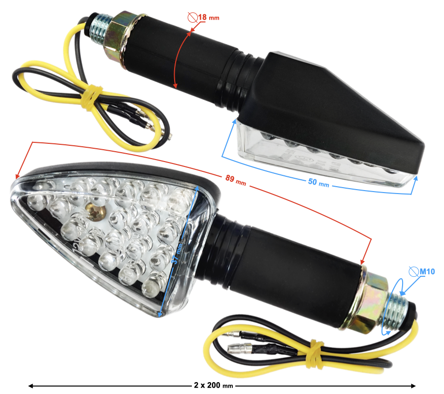 Kierunkowskazy uniwersalne MRT-007 ledowe czarne