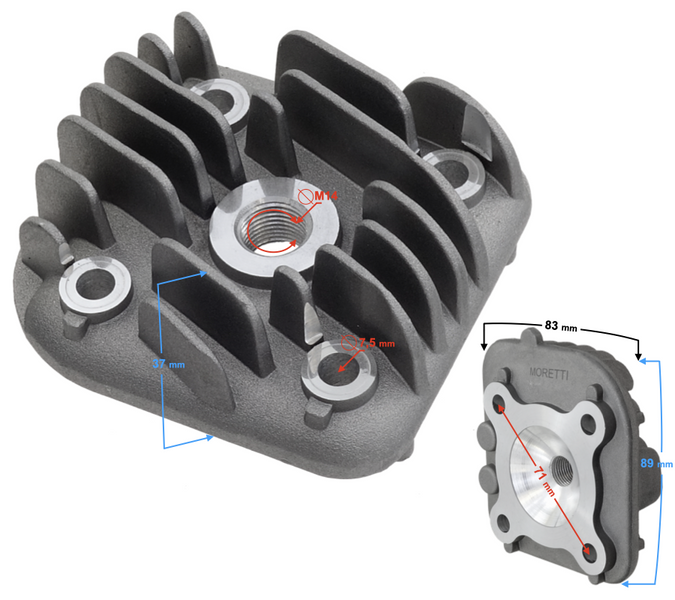 Głowica Moretti do skutera 2T 50cc 1PE40QMB