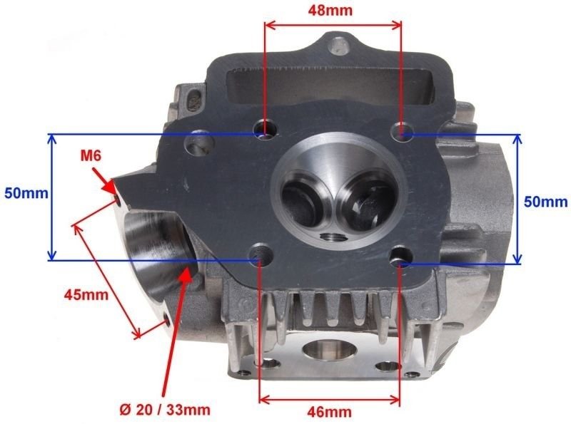 Głowica cylindra goła czoper 70cc 4t