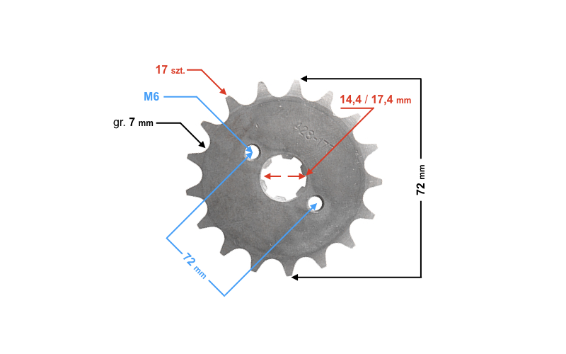 Zębatka przednia 428 17z 139 154fmb 14/17mm barton