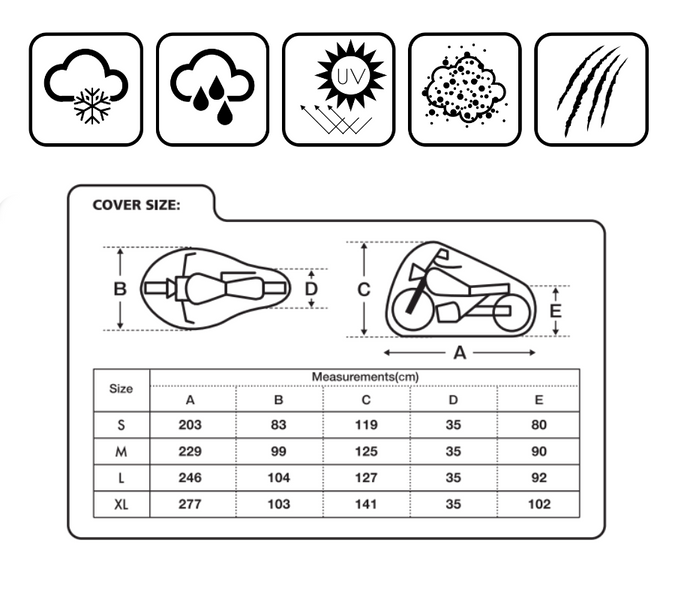 Pokrowiec motocyklowy 246x104x127cm wodoodporny  rozm L na Motocykl Skuter