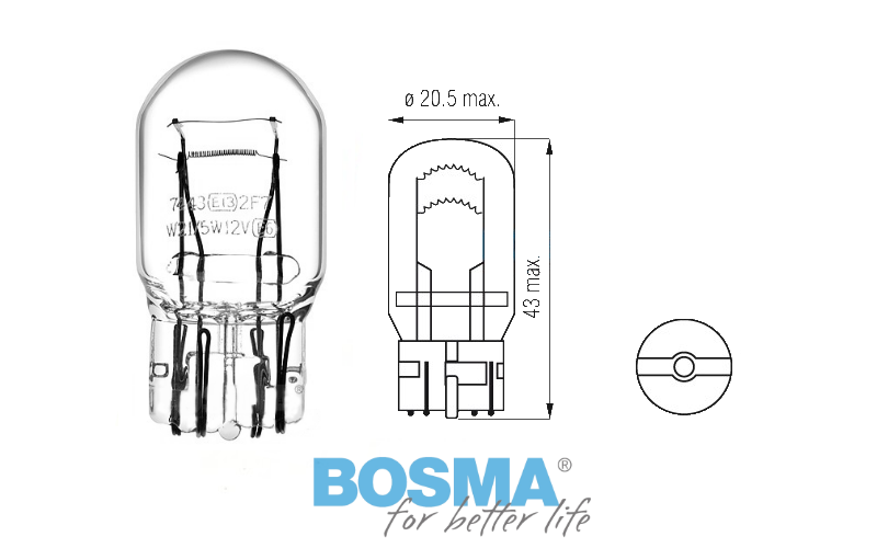 Żarówka BOSMA 12V 21/5W W21/5W T20q blister 2 szt.