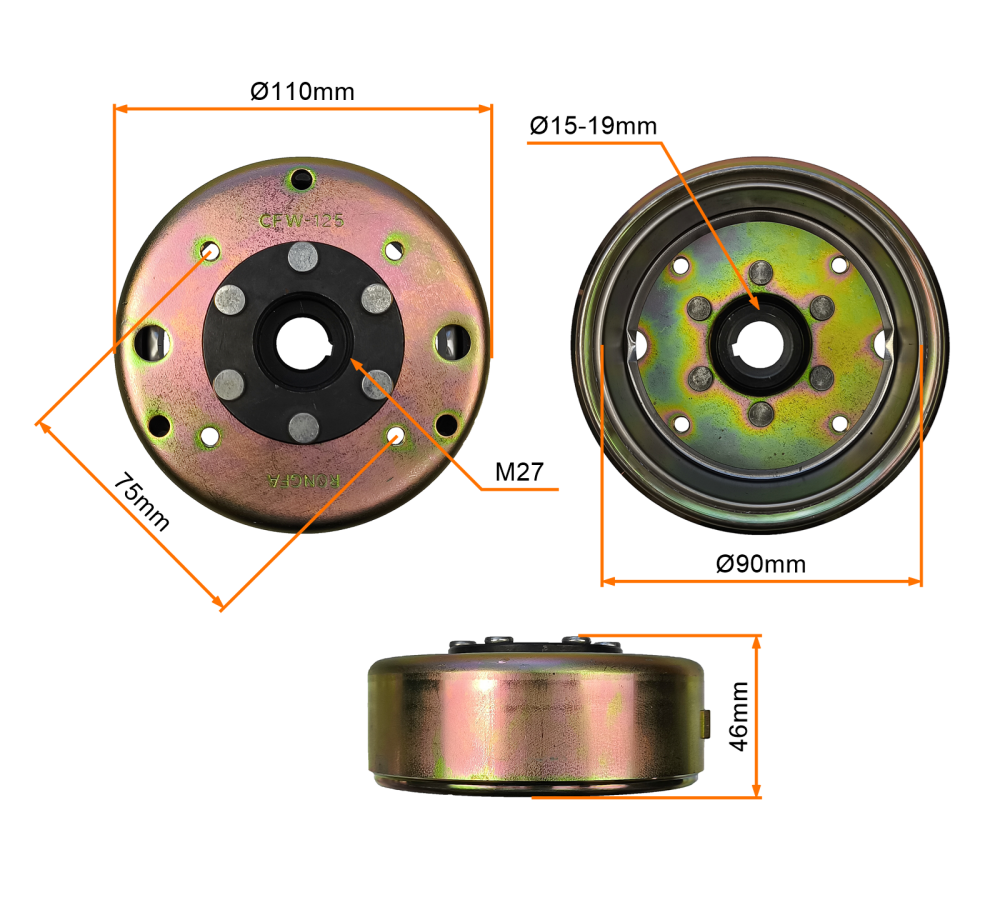 Koło magnesowe magneto 4T 125cc GY6 (na 11 cewek) Zipp Romet Barton Keeway