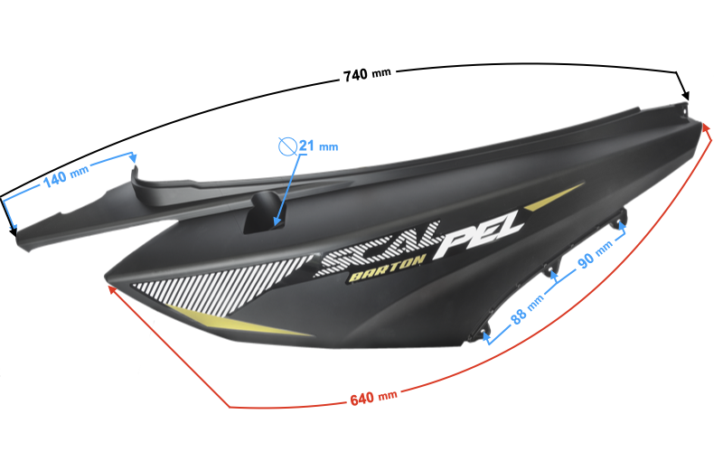 Obudowa tylna prawa grafitowa Barton Scalpel