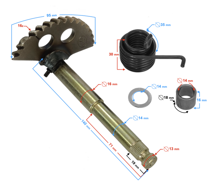 Wałek rozrusznika nożnego (półksiężyc) do Barton B-max