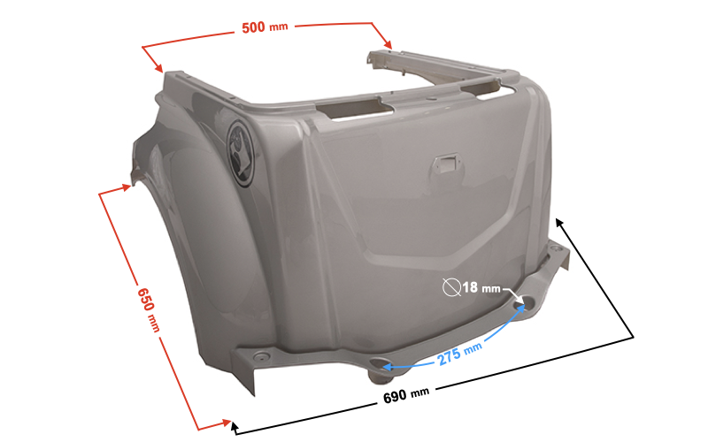 Obudowa centralna do skutera Barton Tres Srebrna