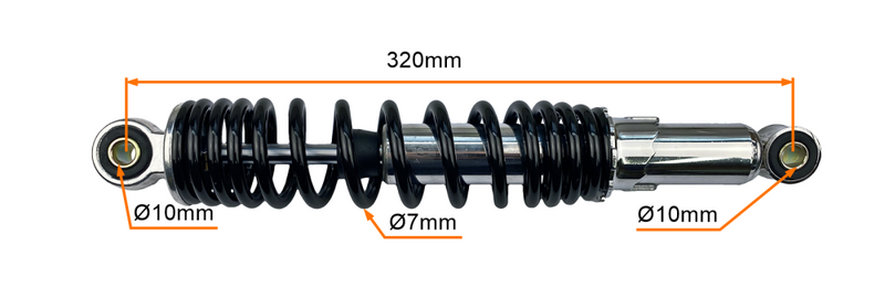 Amortyzator tył 320mm regulowany otwory M10 quad atv 150cc