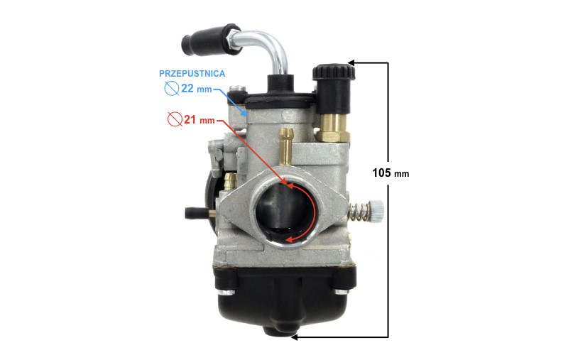 Gaźnik Moretti AM6 50cc 2T 21mm ssanie ręczne