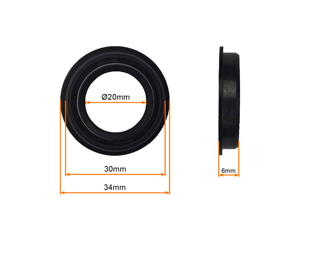 Uszczelniacz olejowy 2T 20x30x6 na prawą stronę wału z kołnierzem