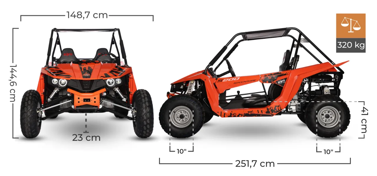 Buggy Kayo S200 4T CVT z biegiem wstecznym dwuosobowy klatka hak