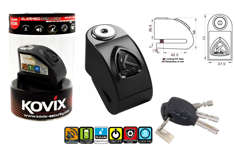 Blokada Tarczy Hamulcowej Alarm KOVIX KD6 czarna