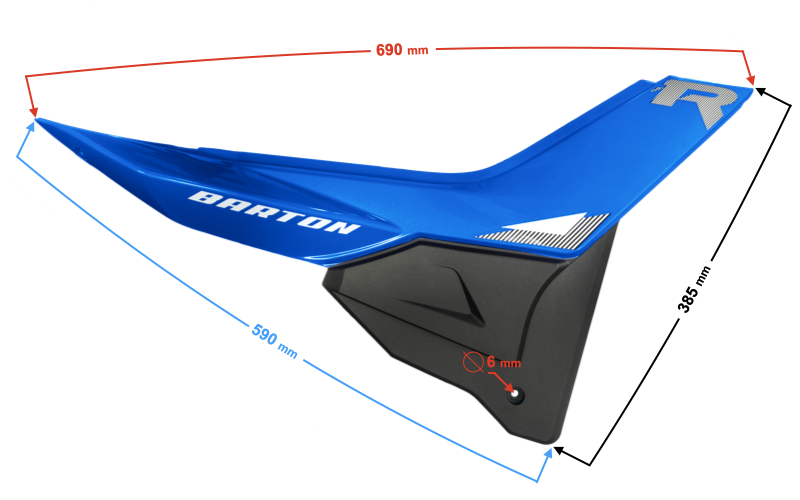 Obudowa boczna tylna prawa niebieska do motoroweru Barton FR 2