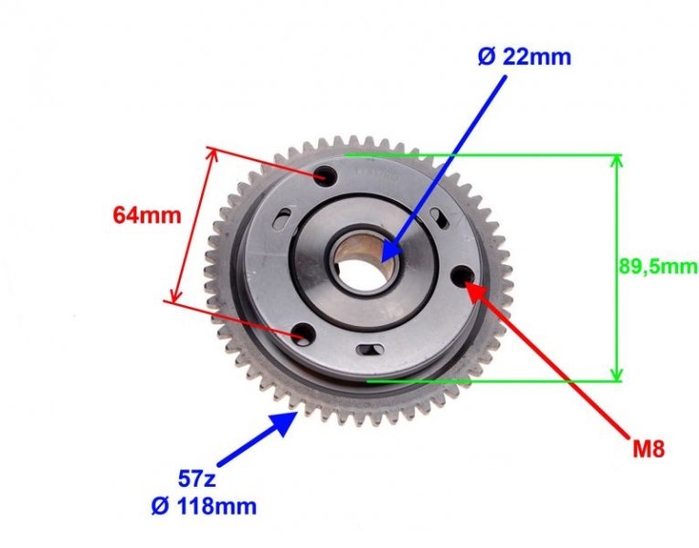 Sprzęgło jednokierunkowe + wolne koło quad atv 200