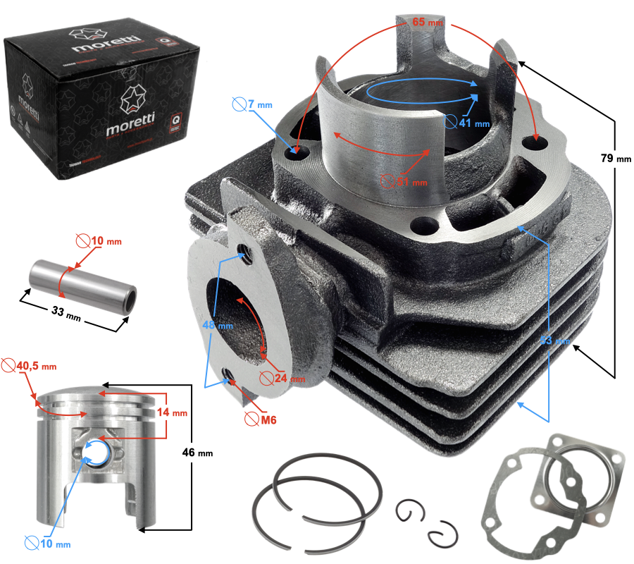 Cylinder Moretti do skutera 2T 50ccm Suzuki Katana