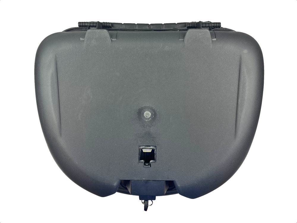 Kufer centralny bagażnikowy z odblaskiem kluczyki 43x38,5x28cm skuter