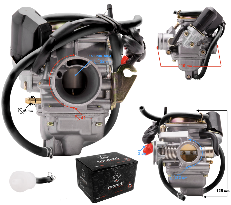 Gaźnik skuter 125 Gaźnik do Quada ATV Skutera GY6 125 4T p.22 mm Moretti