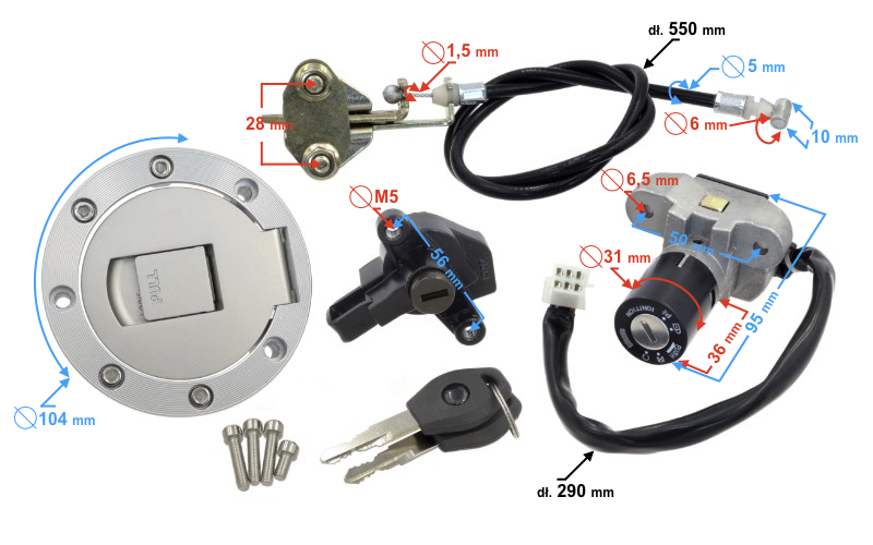 Stacyjka zamek komplet do motoroweru Barton FR 2