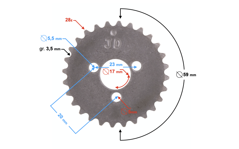 Zębatka wałka rozrządu 28z 25H do MiniCross DB14