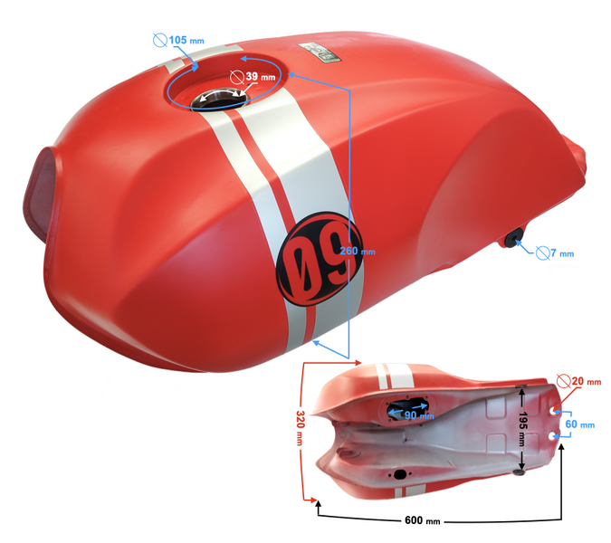 Zbiornik paliwa czerwony do Barton Cafe Racer