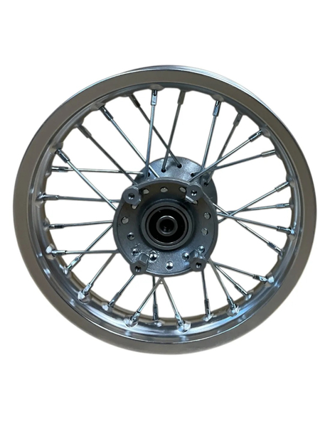 Felga przednia aluminiowa 1.4x10 oś 12mm srebrna pitbike Kayo 50 KMB