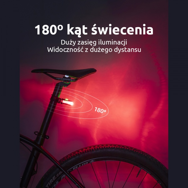 ROCKBROS Lampka rowerowa tylna IPX5 3 tryby 200mAH