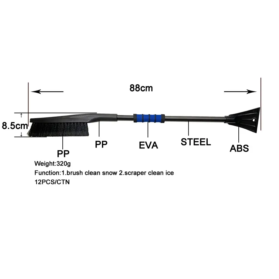 Zmiotka śniegowa ze skrobakiem do lodu 880x85mm