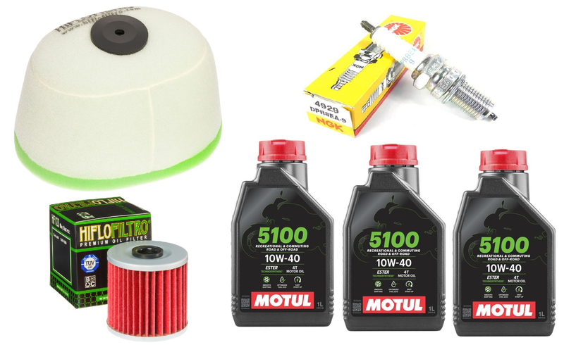 Filtr oleju powietrza świeca olej HF123 Motul 10w40 Kawasaki KLR 650 87-04r