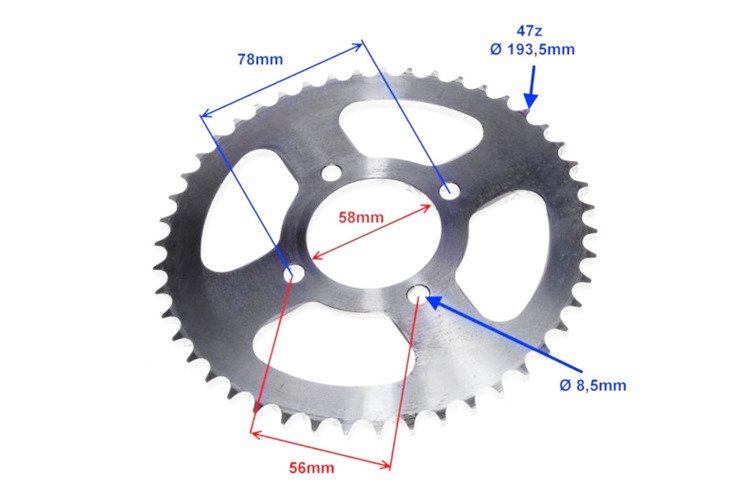Zębatka tył 428h 47z zipp neken benzer shaft naked junak 901