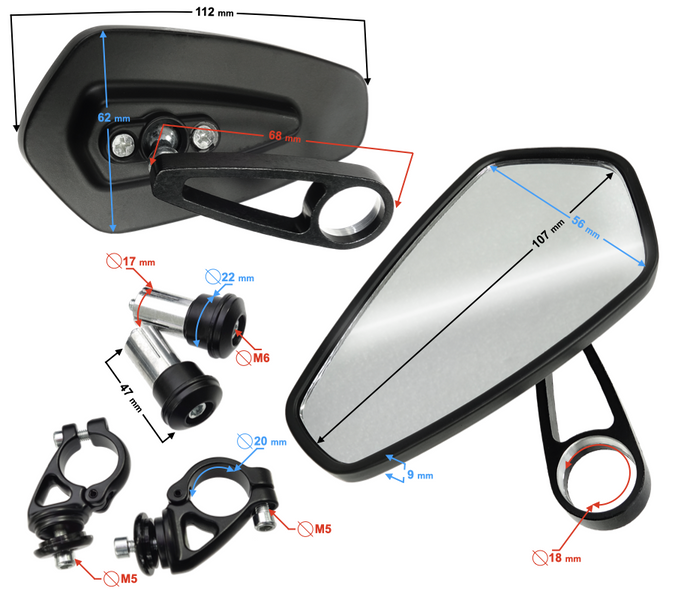 Lusterka w kierownicę Naked Street uniwersalne