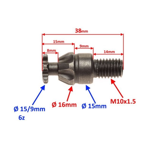 Wałek zdawczy z zębatką 25H pocket mini bike quad