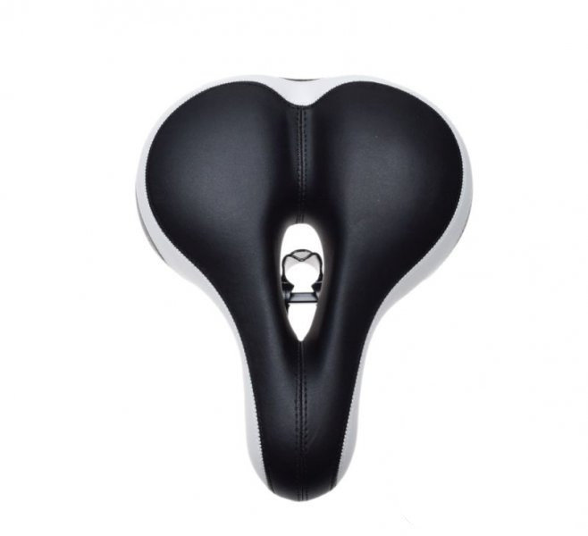 Siedzenie rowerowe na sprężynie czarno białe odbl