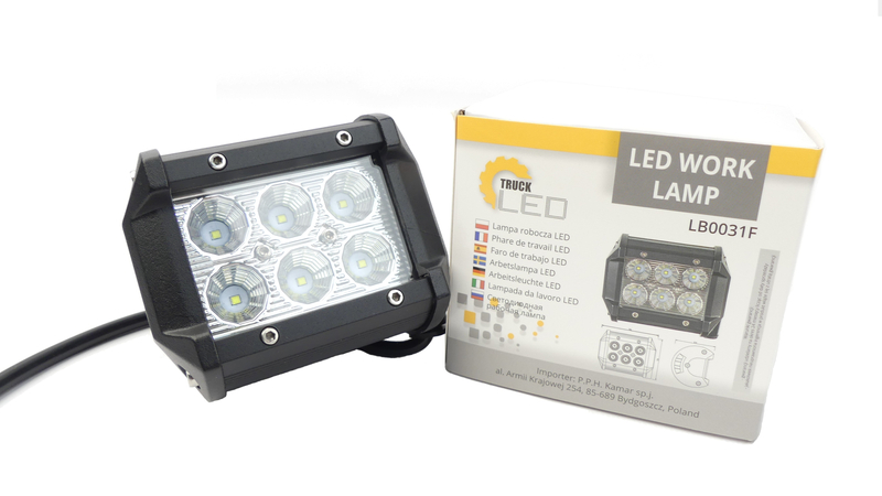 Lampa robocza halogen flood 6led 18w 1800lm 4x4