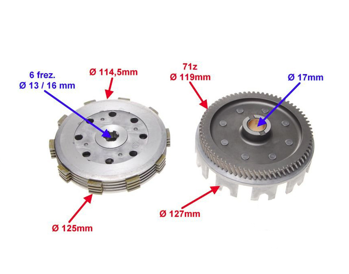 Kosz sprzęgłowy tarcze Minarelli AM6 Keeway Yamaha Suzuki Aprilia Peugeot