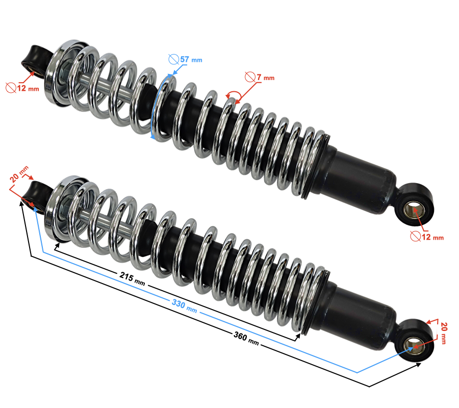Amortyzatory tylne tył WSK 125 325 mm