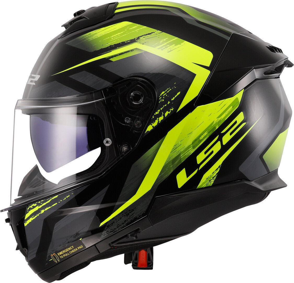 Kask integralny LS2 FF808 STREAM II FURY BLACK H-V YEL homologacja ECE 22.06