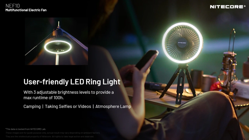 Wentylator + lampa Led Nitecore NEF10 czarny