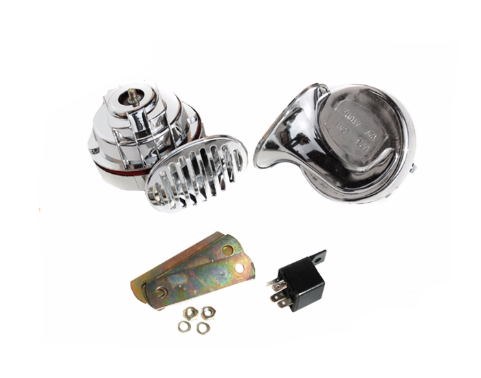 Klakson sygnał 2 tonowy 12v ślimak chrom