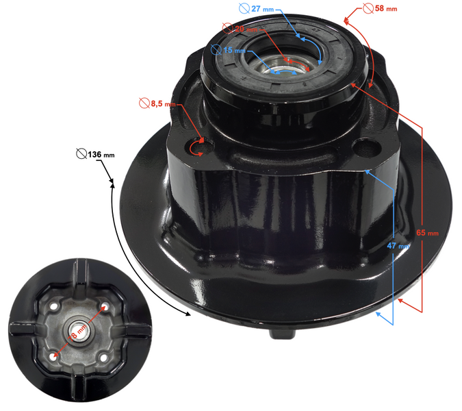 Piasta koła tylnego motorower Barton Fighter 2