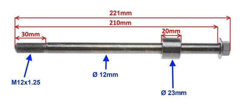 Oś Koła Przód M12x210 Junak 901 Sport