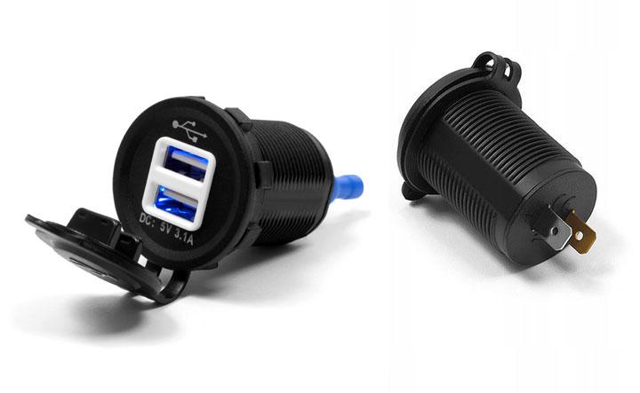 Motocyklowe samochodowe gniazdo zapalniczki ładowarka 2 x USB - 3.1 A