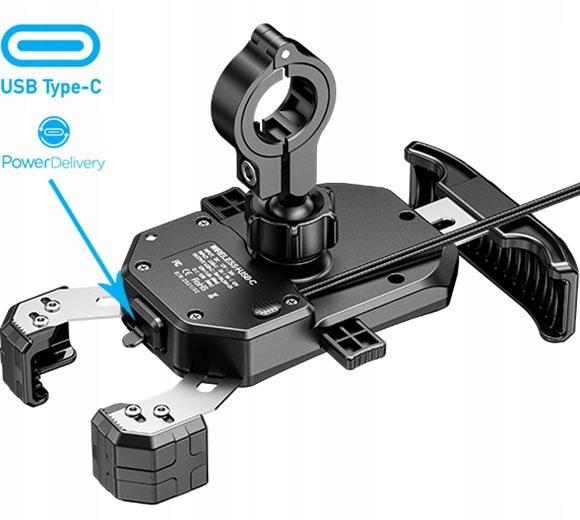 Uchwyt motocyklowy z ładowarką do telefonu Wireless