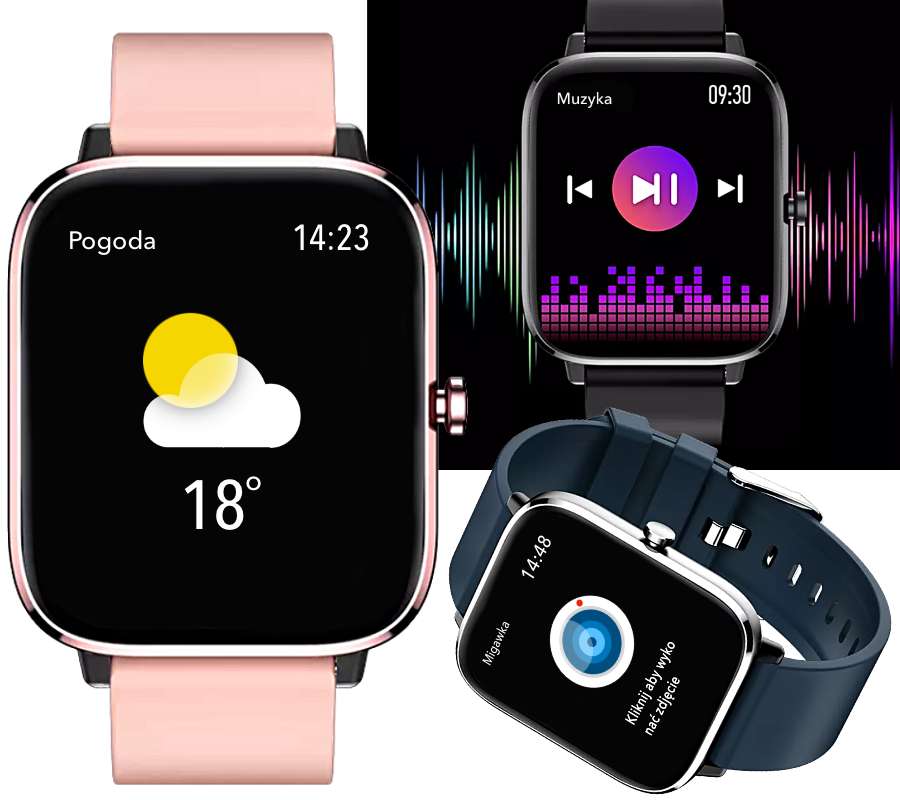 Smartwatch Rubicon RNCE79 grafitowy i czarny pasek