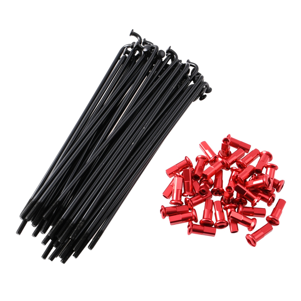 Szprychy nierdzewne polerowane czarne 16'' + czerwone nyple Simson S51 DPR