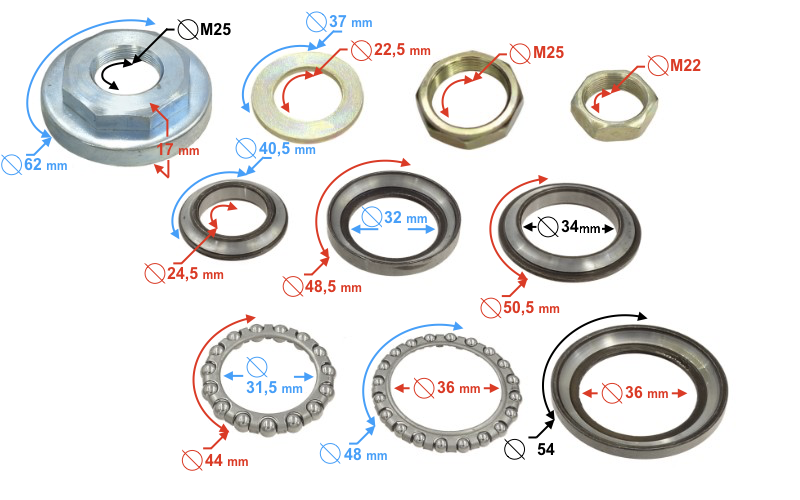 Łożyska sztycy do skutera B-Max (komplet)