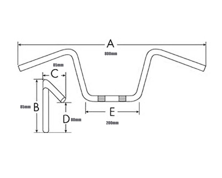 Kierownica cross enduro czarna z rozpórką 22mm