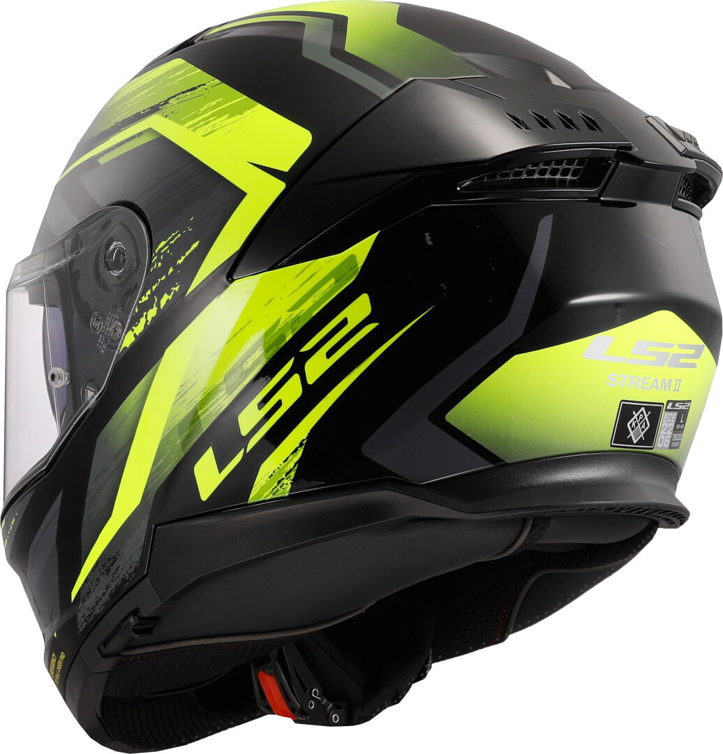 Kask integralny LS2 FF808 STREAM II FURY BLACK H-V YEL homologacja ECE 22.06